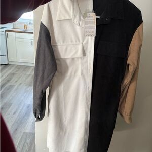 Woman’s Colorblock Jacket - Black, White, Tan